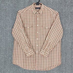 Britches Shirt Mens XL Brown Green Plaid Check Long Sleeve Button Up